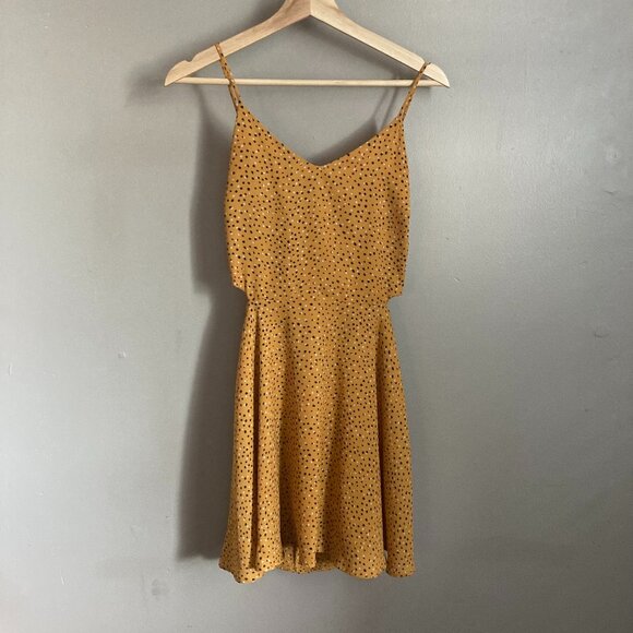 Golden Yellow Polka-Dot Dress - Picture 1 of 7